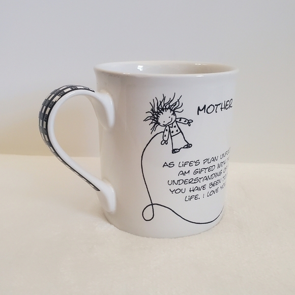 𝅺ENESCO Mother Glossy White Black Coffee Cup Mug 16 Oz - Picture 4 of 14